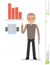 An Elderly Man Points To Chart Raise Blood Pressure Close