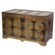 Choose storage chest,storage practical storage chest for any room plans Vintiquewise Rustic Natural Wooden Streamer Trunk With Studded Detail Large Qi003413 L The Home Depot