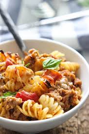 Cheesy Hot Italian Sausage Pasta Bake Recipe Sausage Pasta Bake Hot Italian Sausage Hot Italian Sausage Recipes