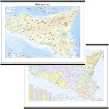 Qui trovate la cartina muta, fisica e politica della lombardia pronta da stampare in pdf per lo studio della geografia dei bambini della scuola primaria. Sicilia Carta Regionale Murale Bi Facciale Con Confini Comunali 132x99 Cm Ebay