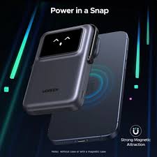 UGREEN 45327 Uno Magnetic Wireless 10000mah PowerBank Product Highlight •  Strong Magnetic • 20W Bidirectional Charging • Power for the whole day •  Compact & Practical • Sleek Design & Smart TFT