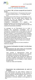 Actualités sur le thème : Ars Corse On Twitter Covid 19 Point De Situation Au 13 Mars 2020 A 18h La Corse Compte 85 Cas Confirmes Dont 15 Cas En Haute Corse 4 Nouveaux Cas Ce Jour 70