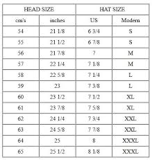 hats and caps sizing chart