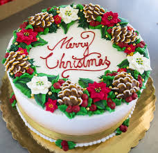 Just mix up three shades of frosting, swipe 'em on and voila. Dewey S Bakery Winston Salem North Carolina Bakeries Christmas Birthday Cake Christmas Cake Designs Christmas Cake