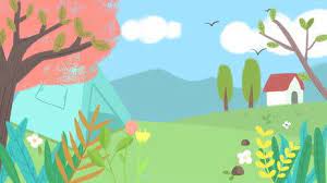 Small House Color Plant Cartoon Background On Grass Small House Colors Cartoon Background Plant Cartoon