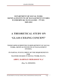 A Theoretical Study On Glass Ceiling Concept