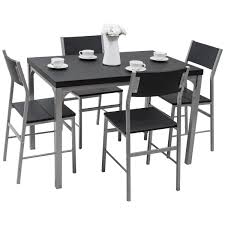 Amazon Com Tangkula Dining Table Set 5 Piece Wood Metal Home Kitchen Breakfast Furniture Table And Chai Wood Dining Room Metal Dining Set Kitchen Dinning Room