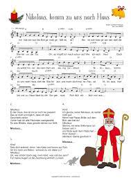 notenblatt nikolaus komm zu uns nach haus unterrichtsmaterial im fach musik nikolaus lieder nikolaus notenblatt