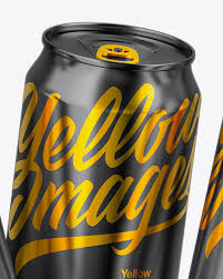 Three Glossy Metallic Cans Mockup In Can Mockups On Yellow Images Object Mockups