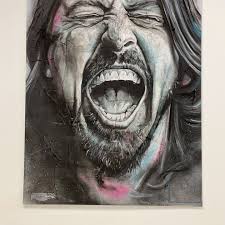 Happy Bday Dave Grohl! 🎁🎉🎂🍻, Acrylic paint and affixed maps. (2023 and  2021), ., ., ., ., #foofighters #davegrohl #legend #nirvana #davegrohlisgod  #grunge #speedpainting #livepaintjng #guitar