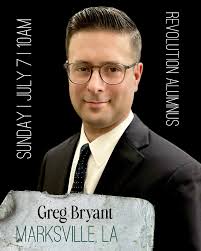 SPEAKER 7: 🚨 Reverend Greg Bryant is no stranger to Revolution, having  preached at the inaugural conference in 2020. His fiery energy and  passionate delivery has inspired many in the Faith! Reverend