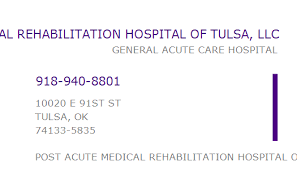 This post was originally published on july 4. 1730635301 Npi Number Post Acute Medical Rehabilitation Hospital Of Tulsa Llc Tulsa Ok Npi Registry Medical Coding Library Www Hipaaspace Com C 2021