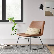 Bowden Accent Chair Caramel Project 62 In 2020 Faux Leather Chair Leather Accent Chair Accent Chairs