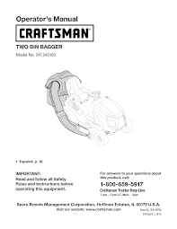 Maybe you would like to learn more about one of these? Craftsman 247240193 User Manual Two Bin Bagger Manuals And Guides 1303228l