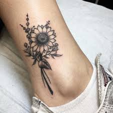 Sunflower Tattoo Small For Men Sunflower Foot Tattoos Sunflower Tattoos Small Foot Tattoos