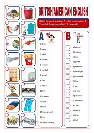 British American English Matching Exercise British And American English American English Vs British English American English