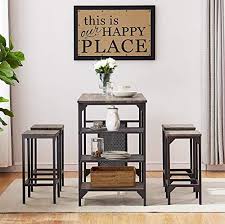 Farmhouse dining table set 5 piece chairs espresso antique blue wood kitchen. O K Furniture 5 Piece Dining Room Table Set Bar Pub Table Set Industrial Style Counter Heig Counter Height Kitchen Table Dining Room Table Set Pub Table Sets