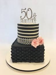Happy Birthday Rose Gold And Black Birthday Cake 50th Birthday Black White And Pink With Ruffles And Stripes Birthday Cake For Women Elegant 50th Birthday Cake For Women 50th Birthday Cake
