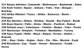 A Word 231 232 233 234 235 236 237 238 239 240 Kelime Oyunu Cevaplari Cm