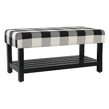 Black And White Striped Bench Homepop Striped Bench Bench Decor Plaid Living Room Plaid Decor