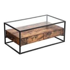 The zinus modern coffee table is a stunning studio table that features sleek style and premium quality at its best. Coffee Table Bench With Drawers Rustic Brown Lct31bx Vasagle Lunares Store