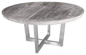 The collection is a defining accomplishment of modern design. 60 Round Dining Table Heavy Slab Acacia Brushed Stainless Base Modern Gray Contemporary Dining Tables By Noble Origins Llc Houzz