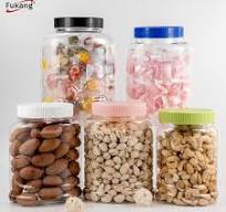 Wholesale Cookie Candy Jar Bottle Large Size 1L 2L 3L 3.5L Clear PET  Plastic Jar with Handle Lid