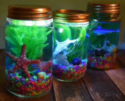 Light Up Mason Jar Aquariums The Tiptoe Fairy Mason Jar Crafts Diy Jar Crafts Diy Jar Crafts