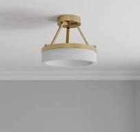 Origin 21 Lynnpark 11.95-in Brushed Gold Indoor 1 -Light LED Semi-flush Mount Light with Acrylic Shade