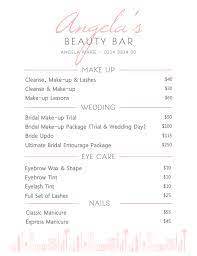 Elegant White Beauty Parlor Service Price List Template Beauty Salon Price List Salon Price List Makeup Prices