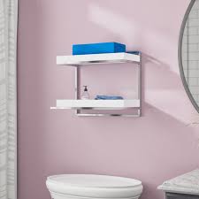 Wall mounted bathroom glass shelves over toilet. Orren Ellis Yadiel 15 88 W X 13 63 H X 10 37 D Wall Mounted Bathroom Shelves Reviews Wayfair