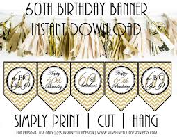 60th Birthday Banner With Picture Printable 60th Birthday Banner 60th Gold And Black Chevron Etsy 60th Birthday Banner 50th Birthday Banner Birthday Banner