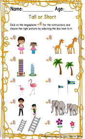 Write a short story, and recall the details 1 hour later 3. Tall Or Short Interactive Worksheet