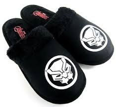 details about black panther fuzzy sherpa mens slippers assort sizes 5 6 7 8 9 10 11 12