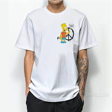 Bart Simpson Off White T Shirt Black Peace Sign Bart Simpson T Shirt Cheap Custom Trendstees Com Simpsons T Shirt Bart Simpson T Shirt Shirts
