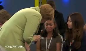 She has two siblings a brother and a sister. Angela Merkel Comforts Sobbing Refugee But Says Germany Can T Help Everyone Germany The Guardian