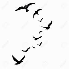 Silhouette Of A Flock Of Birds Black Contours Of Flying Birds Flying Pigeons Tattoo Isolated Obj Flying Bird Silhouette Bird Silhouette Art Bird Silhouette