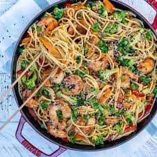 The difference between pasta and chinese noodles. Easy Shrimp Stir Fry Noodles Recipe Healthy Fitness Meals
