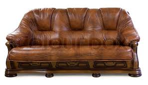 The classic and timeless look combined with the sturdy and rich materials result in a unique piece of furniture that catches the eye wherever you place it. Vintage Leather Sofa Isolated On White Stock Image Colourbox