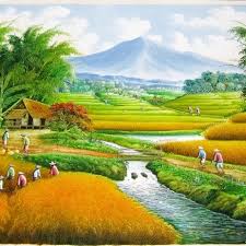 Gambar lukisan bunga gambar lukisan pemandangan sawah padi 2015 dapatkan koleksi gambar lukisan pemandangan sawah padi 2015 dari berbagai model. Jual Lukisan Pemandangan Panen Padi Sawah Terasering Dengan Gunung Yang Indah 85 X 135 Cm Di Lapak Juragan Lukisan Bukalapak