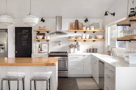 Decorating With Shelves Kitchen Farmhouse Shiplap Ceiling Traditional Dutch Ovens And C Modern Kitchen Open Upper Kitchen Cabinets Modern Kitchen Open Shelving