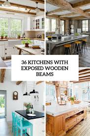 Tech lighting cable with exposed beam ceilings. 36 Inviting Kitchen Designs With Exposed Wooden Beams Digsdigs