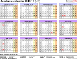 Academic Calendars 2017 18 Uk Free Printable Excel Templates