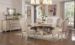 15 stunning round dining room tables | home design lover. Mcferran D3501 6060 Traditional Antique White Finish Formal Round Dining Set 7pcs D3501 6060 Dining Set 7