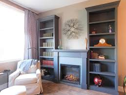 Do you rent or can't afford to invest in a built in fireplace? Dark Gray Mantel With Bookshelves Electric Fireplace Artisan Built Ins Asheville Nc
