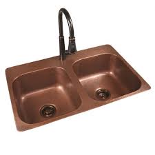 The drop in sink and draining board copper kitchen sink. Sinkology Riley Top Mount 33 Copper 1 Hole Double Bowl Copper Kitchen Sink At Menards