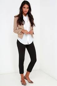 Black And White Casual Attire For Women Black Trousers Business Casual Attire White Shirt Beige Blazer Leopard Print Shoes In 2020 Summer Office Outfits Business Attire Women Business Casual Attire