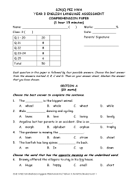 One of them is the correct answer. Sjk C Pei Hwa Ear 3 English Language Assessment Comprehension Paper 1 Hour 15 Minutes Nature