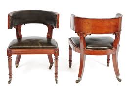 C1810 Ireland An Exceptional Pair Of Regency Cove Back Mahogany Library Chairs The Backs Being Of Figured Mahogany With Carved Library Chair Chair Furniture