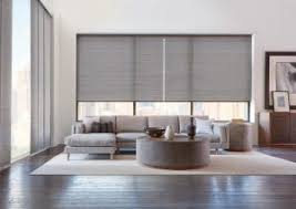 Or maybe a series of smaller windows that make up the entire wall. Designer Roller Shades Hunter Douglas Grey Modern Apartment Living Room City View Skyline Window Coverings Skyline Window Coverings